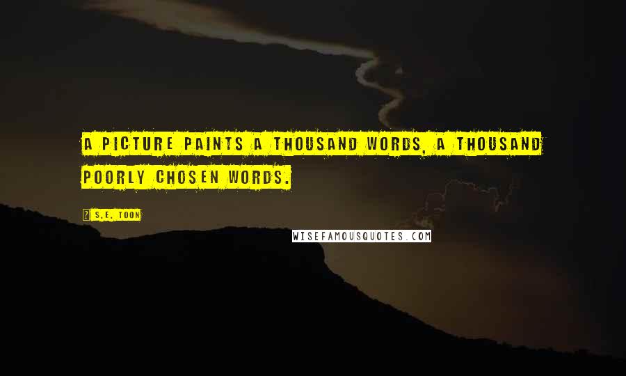 S.E. Toon Quotes: A picture paints a thousand words, a thousand poorly chosen words.