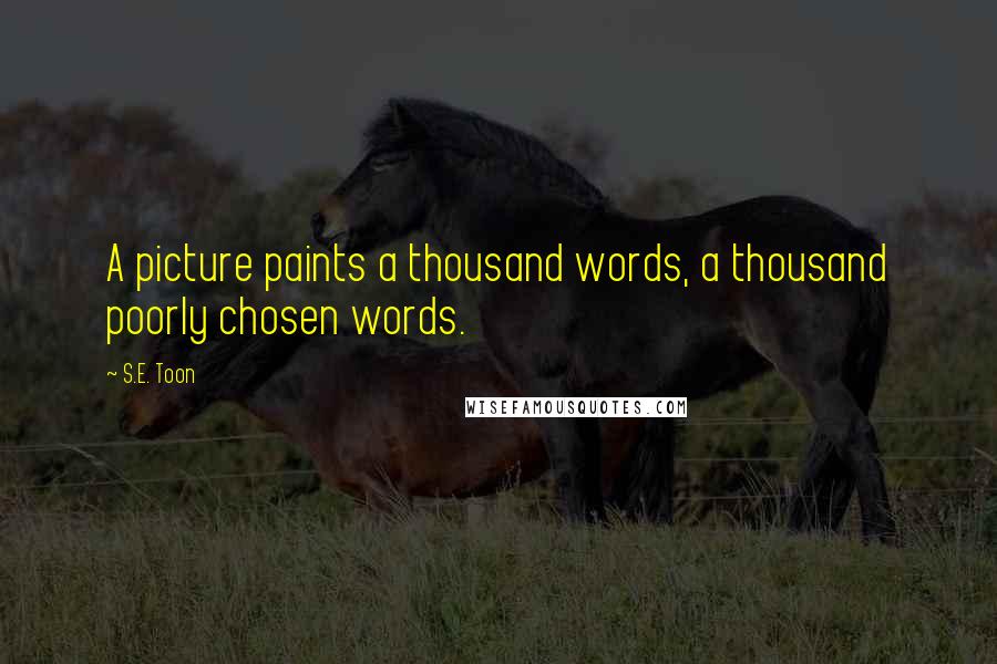 S.E. Toon Quotes: A picture paints a thousand words, a thousand poorly chosen words.