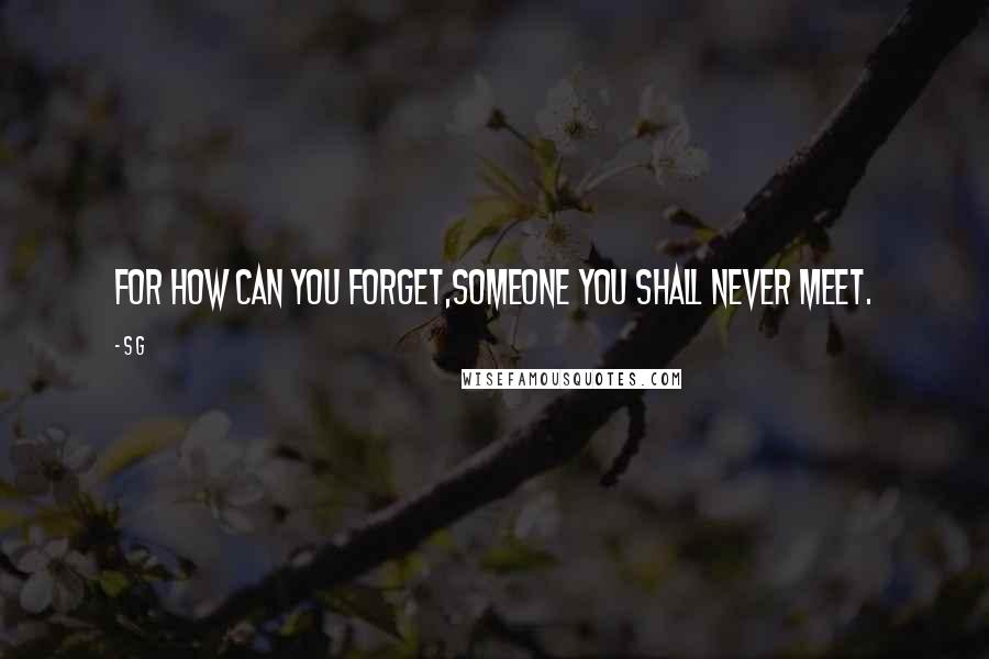 S G Quotes: For how can you forget,someone you shall never meet.