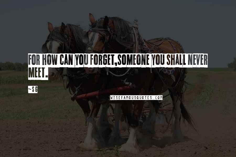 S G Quotes: For how can you forget,someone you shall never meet.