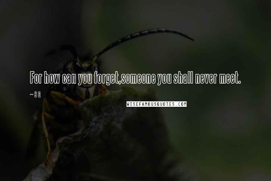 S G Quotes: For how can you forget,someone you shall never meet.