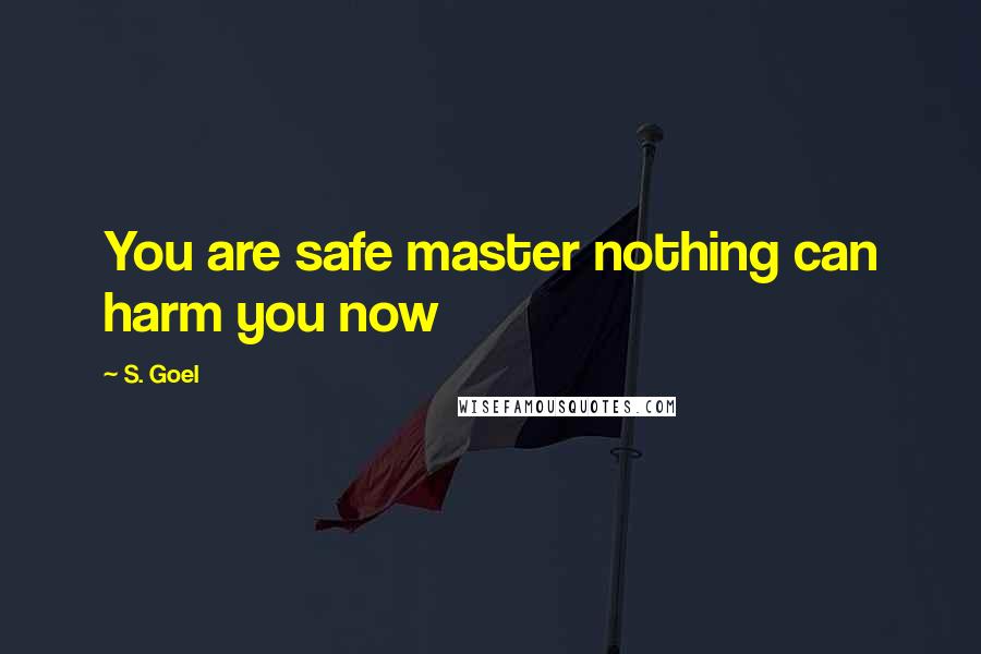 S. Goel Quotes: You are safe master nothing can harm you now