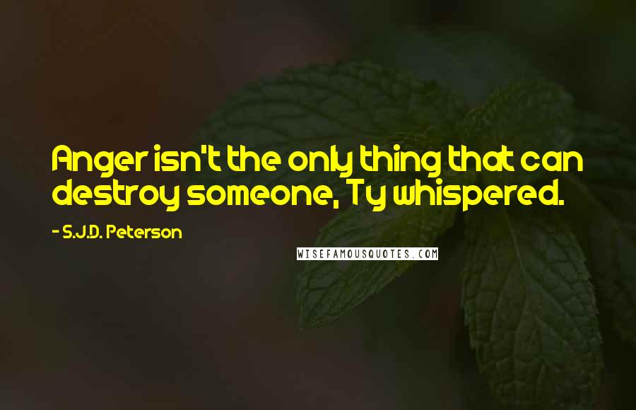 S.J.D. Peterson Quotes: Anger isn't the only thing that can destroy someone, Ty whispered.