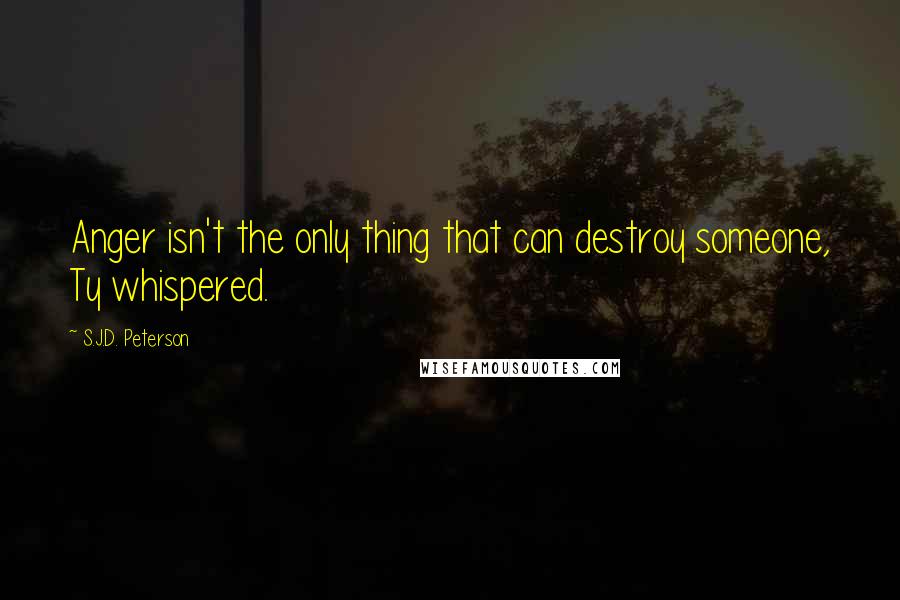 S.J.D. Peterson Quotes: Anger isn't the only thing that can destroy someone, Ty whispered.