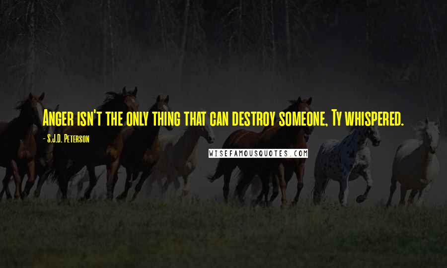 S.J.D. Peterson Quotes: Anger isn't the only thing that can destroy someone, Ty whispered.