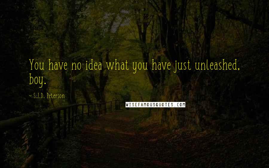 S.J.D. Peterson Quotes: You have no idea what you have just unleashed, boy.