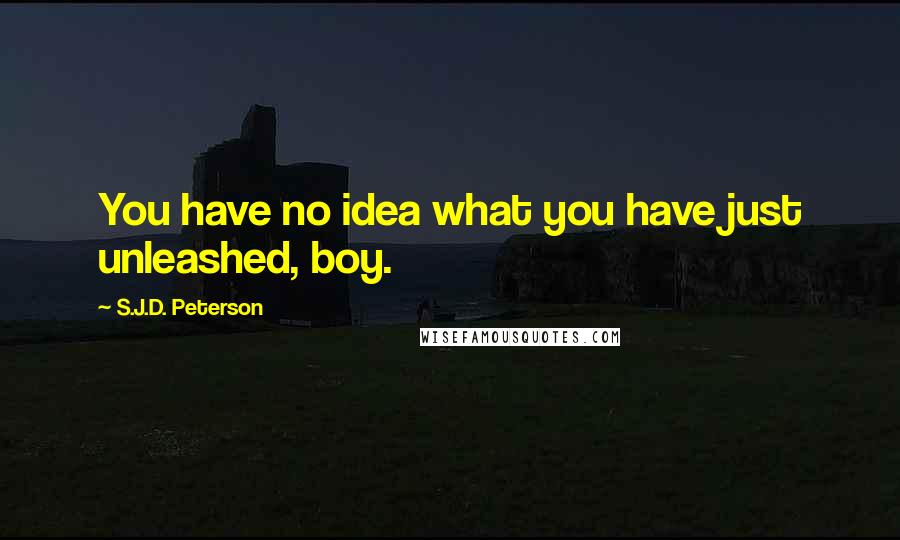 S.J.D. Peterson Quotes: You have no idea what you have just unleashed, boy.