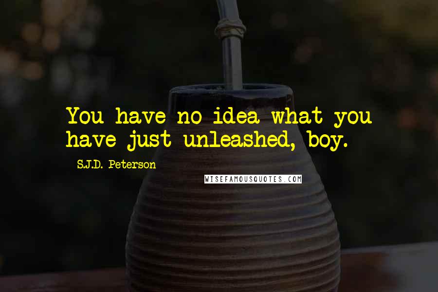 S.J.D. Peterson Quotes: You have no idea what you have just unleashed, boy.