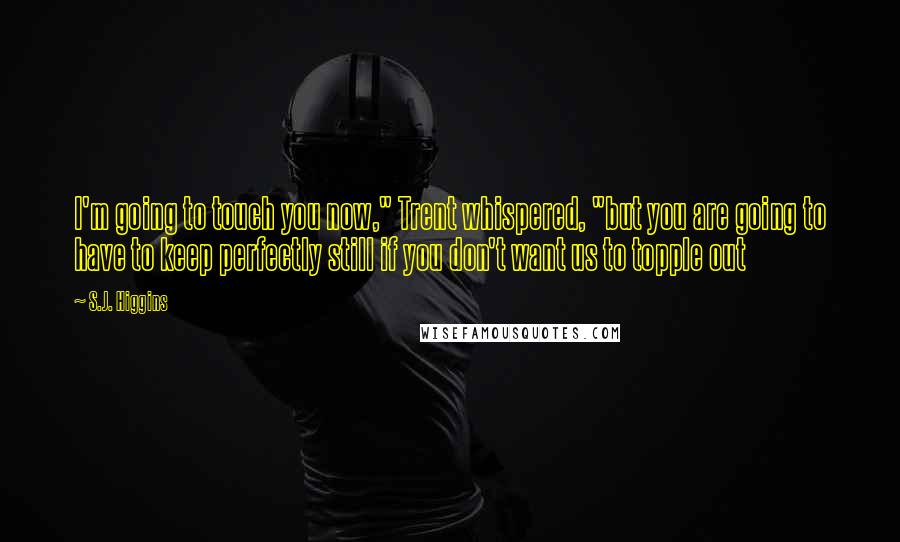 S.J. Higgins Quotes: I'm going to touch you now," Trent whispered, "but you are going to have to keep perfectly still if you don't want us to topple out