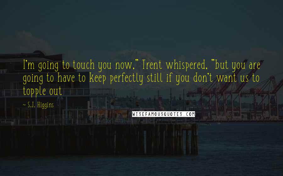S.J. Higgins Quotes: I'm going to touch you now," Trent whispered, "but you are going to have to keep perfectly still if you don't want us to topple out