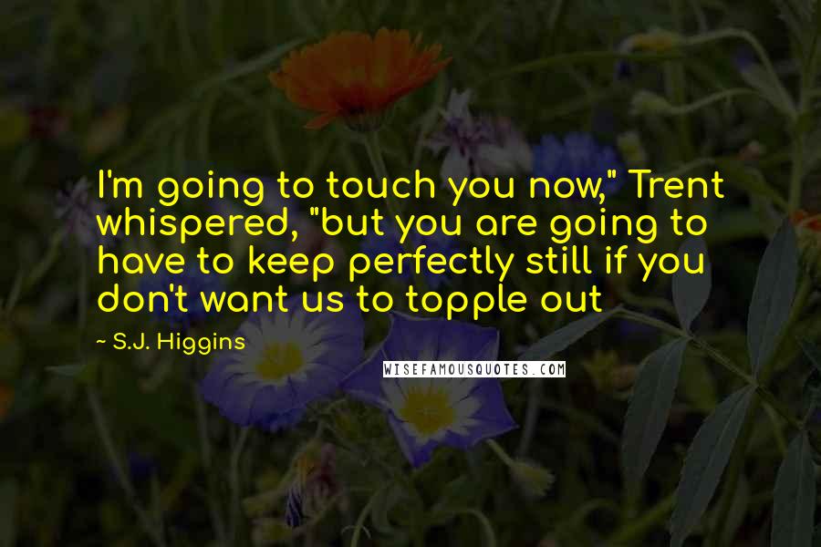 S.J. Higgins Quotes: I'm going to touch you now," Trent whispered, "but you are going to have to keep perfectly still if you don't want us to topple out