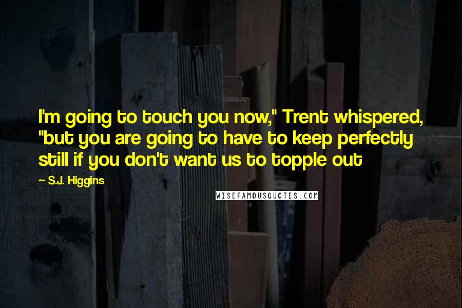 S.J. Higgins Quotes: I'm going to touch you now," Trent whispered, "but you are going to have to keep perfectly still if you don't want us to topple out