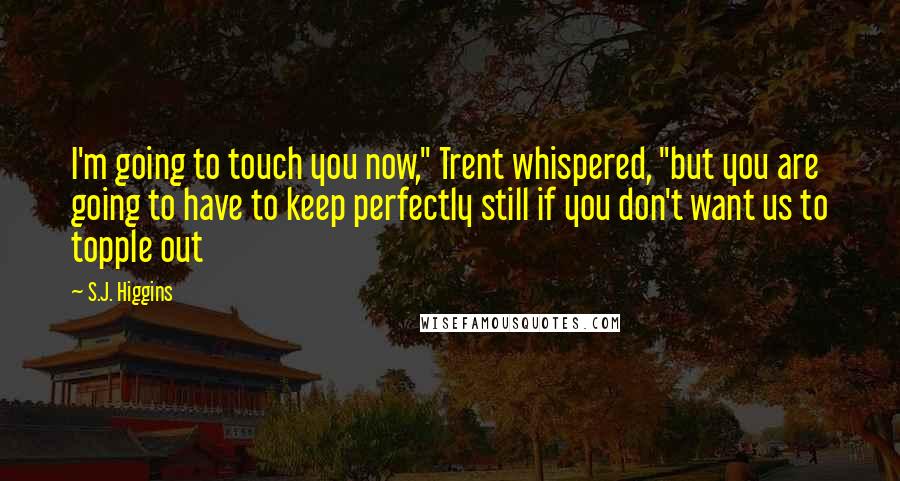S.J. Higgins Quotes: I'm going to touch you now," Trent whispered, "but you are going to have to keep perfectly still if you don't want us to topple out