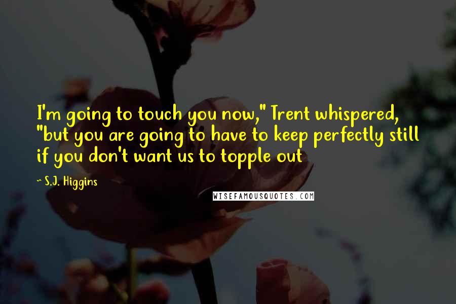 S.J. Higgins Quotes: I'm going to touch you now," Trent whispered, "but you are going to have to keep perfectly still if you don't want us to topple out