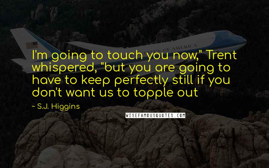 S.J. Higgins Quotes: I'm going to touch you now," Trent whispered, "but you are going to have to keep perfectly still if you don't want us to topple out