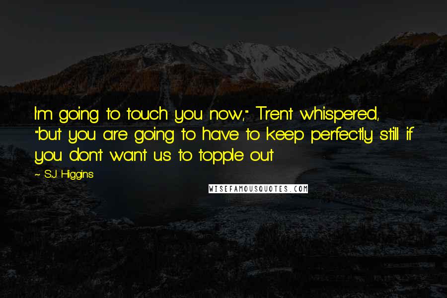 S.J. Higgins Quotes: I'm going to touch you now," Trent whispered, "but you are going to have to keep perfectly still if you don't want us to topple out