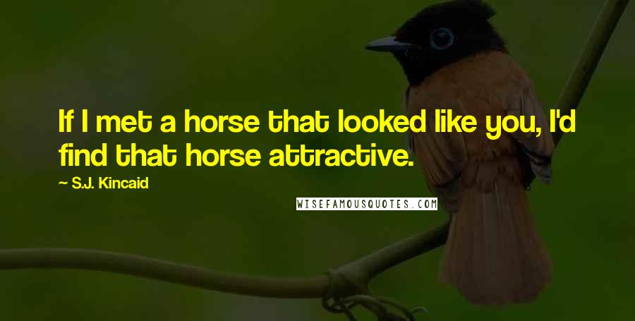 S.J. Kincaid Quotes: If I met a horse that looked like you, I'd find that horse attractive.