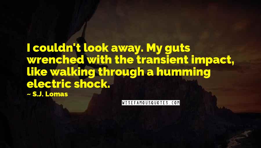 S.J. Lomas Quotes: I couldn't look away. My guts wrenched with the transient impact, like walking through a humming electric shock.