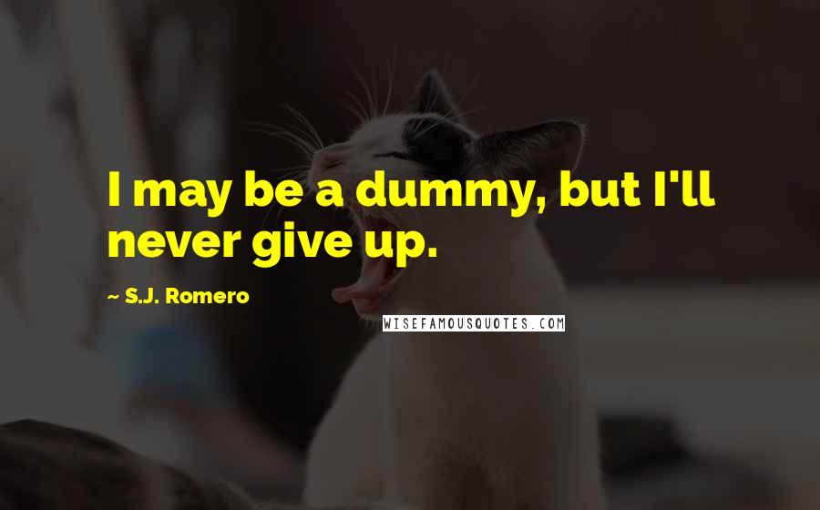 S.J. Romero Quotes: I may be a dummy, but I'll never give up.