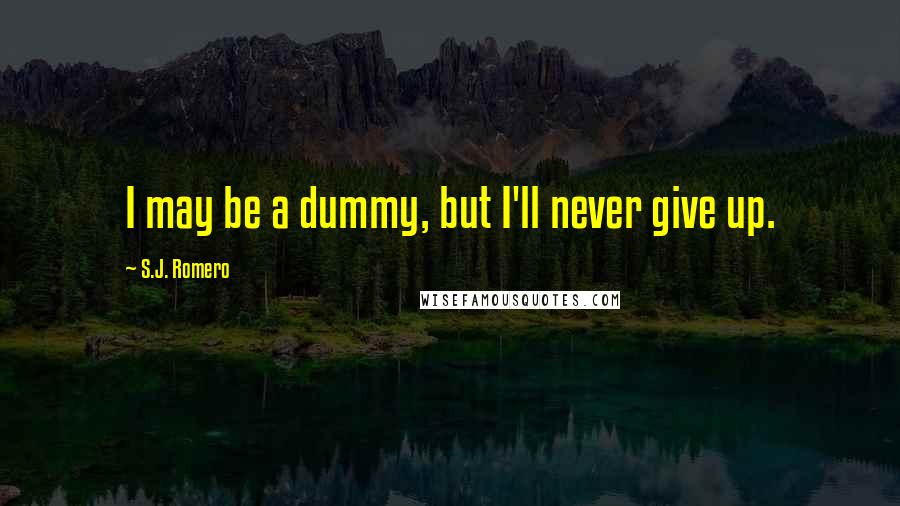 S.J. Romero Quotes: I may be a dummy, but I'll never give up.