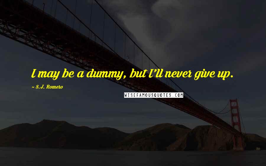 S.J. Romero Quotes: I may be a dummy, but I'll never give up.