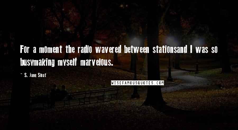 S. Jane Sloat Quotes: For a moment the radio wavered between stationsand I was so busymaking myself marvelous.