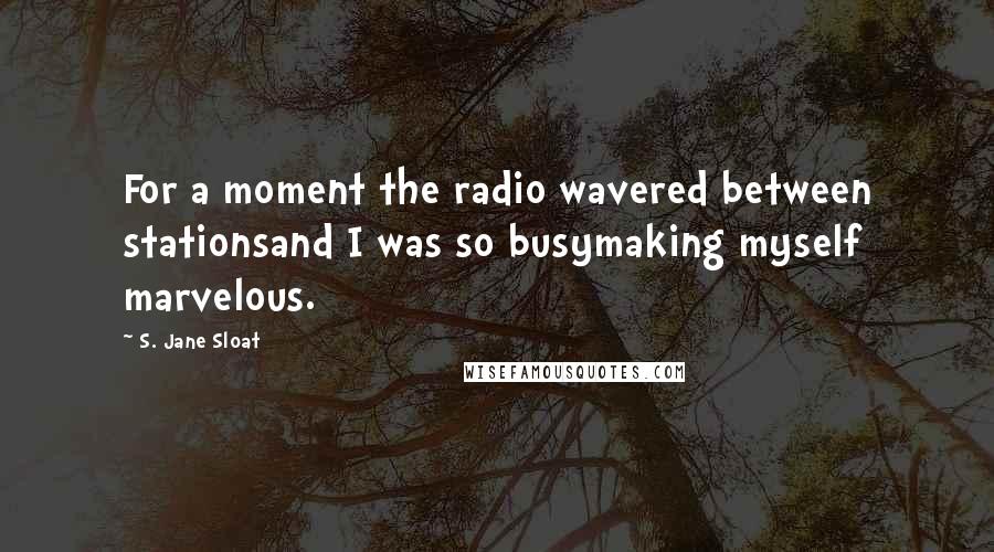 S. Jane Sloat Quotes: For a moment the radio wavered between stationsand I was so busymaking myself marvelous.