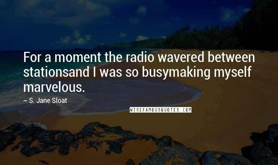 S. Jane Sloat Quotes: For a moment the radio wavered between stationsand I was so busymaking myself marvelous.