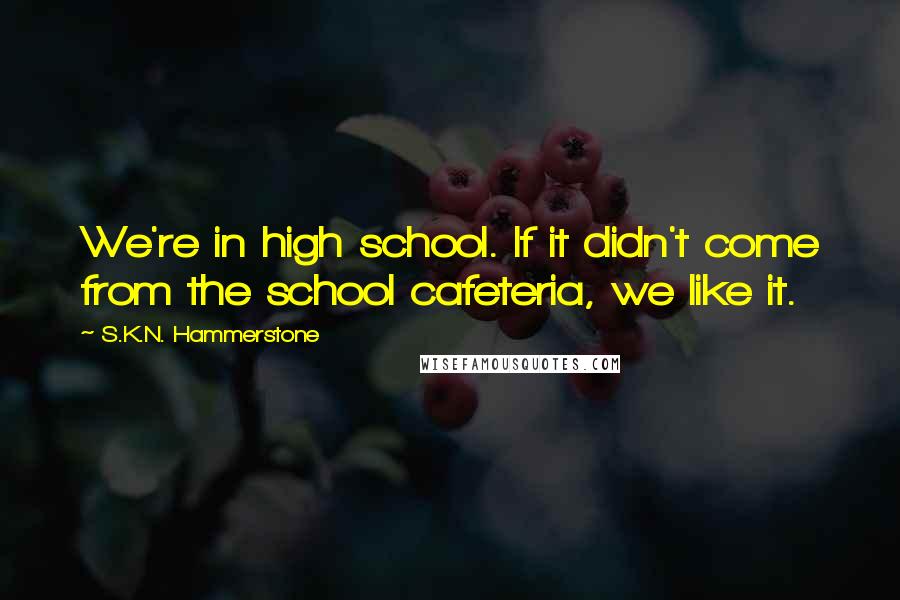 S.K.N. Hammerstone Quotes: We're in high school. If it didn't come from the school cafeteria, we like it.