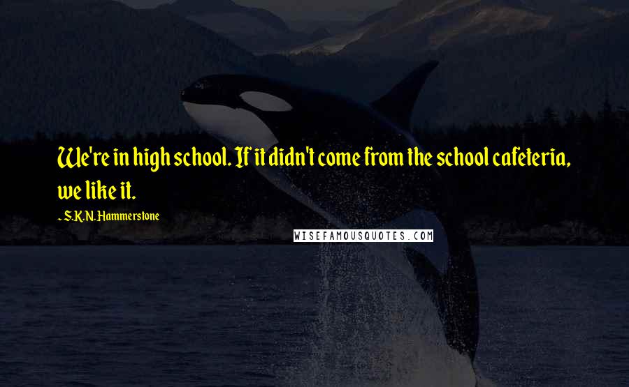 S.K.N. Hammerstone Quotes: We're in high school. If it didn't come from the school cafeteria, we like it.