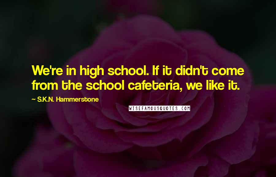 S.K.N. Hammerstone Quotes: We're in high school. If it didn't come from the school cafeteria, we like it.