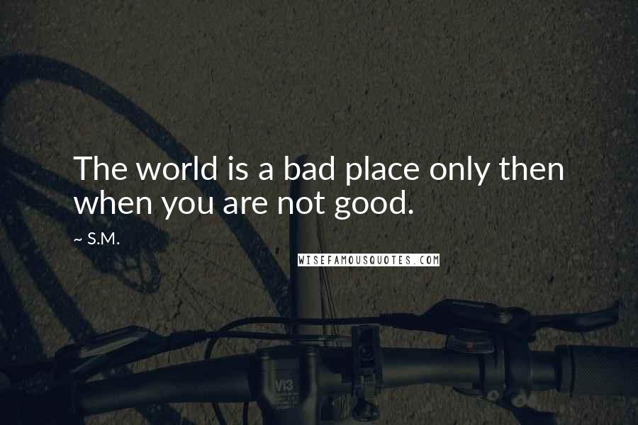 S.M. Quotes: The world is a bad place only then when you are not good.