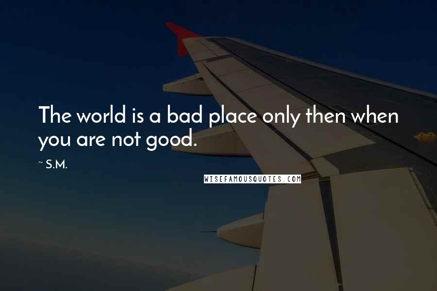 S.M. Quotes: The world is a bad place only then when you are not good.