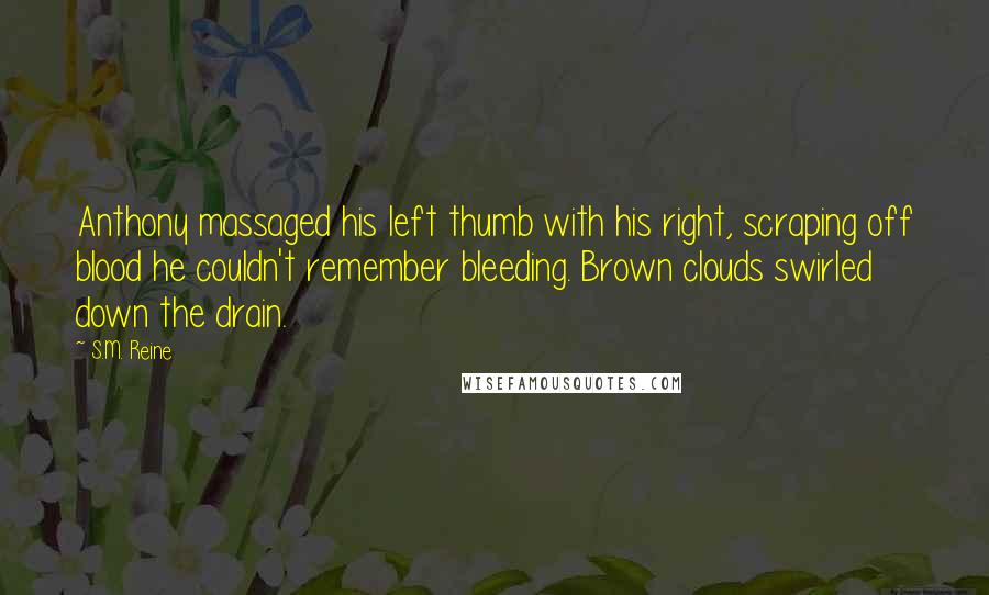 S.M. Reine Quotes: Anthony massaged his left thumb with his right, scraping off blood he couldn't remember bleeding. Brown clouds swirled down the drain.