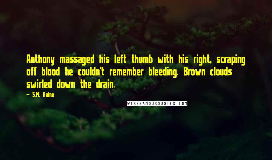 S.M. Reine Quotes: Anthony massaged his left thumb with his right, scraping off blood he couldn't remember bleeding. Brown clouds swirled down the drain.
