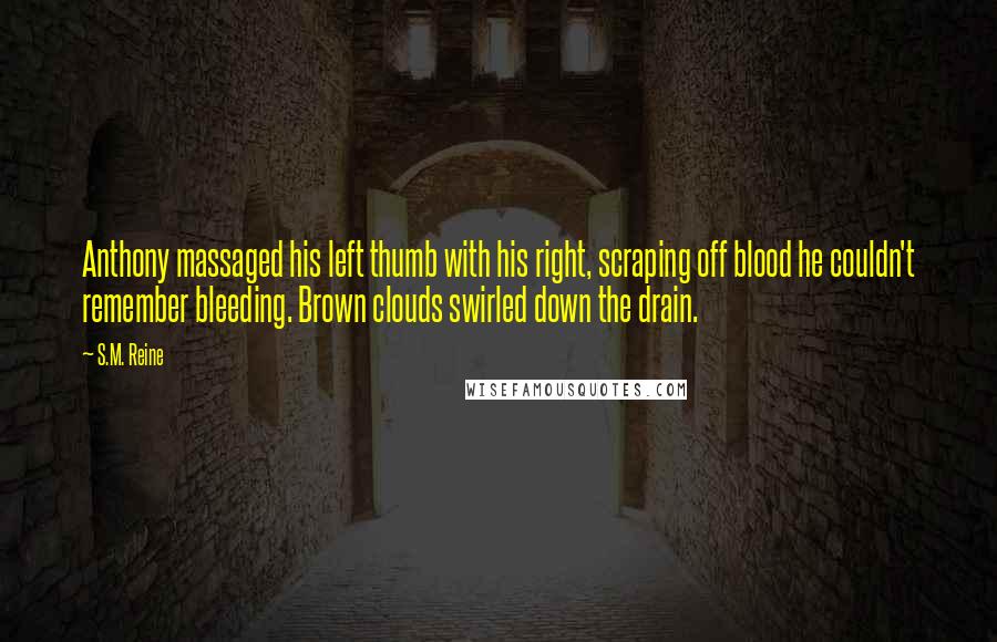 S.M. Reine Quotes: Anthony massaged his left thumb with his right, scraping off blood he couldn't remember bleeding. Brown clouds swirled down the drain.