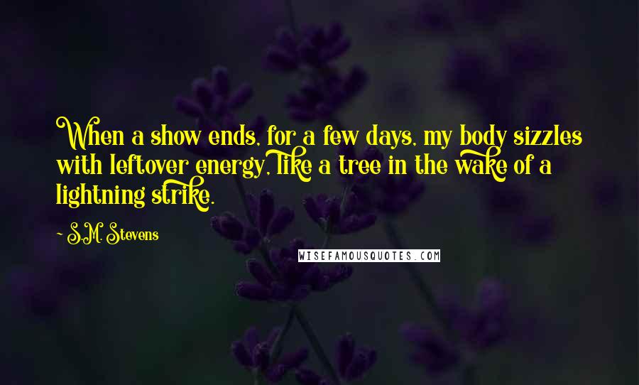 S.M. Stevens Quotes: When a show ends, for a few days, my body sizzles with leftover energy, like a tree in the wake of a lightning strike.