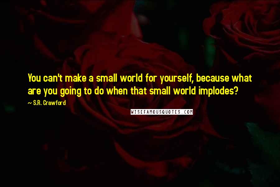 S.R. Crawford Quotes: You can't make a small world for yourself, because what are you going to do when that small world implodes?