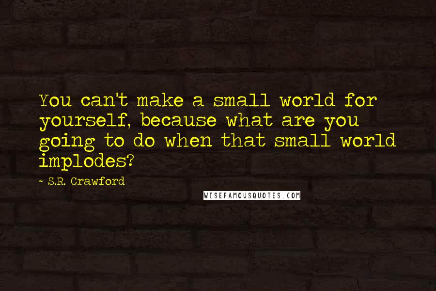 S.R. Crawford Quotes: You can't make a small world for yourself, because what are you going to do when that small world implodes?