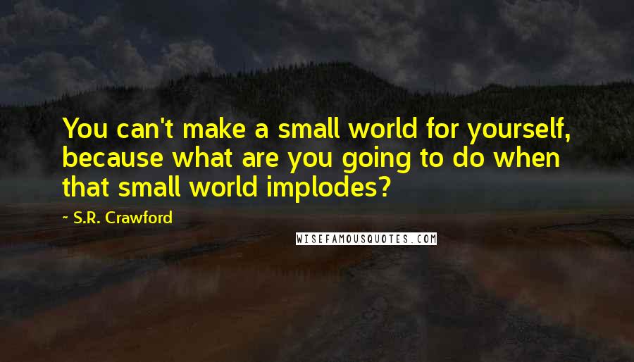 S.R. Crawford Quotes: You can't make a small world for yourself, because what are you going to do when that small world implodes?