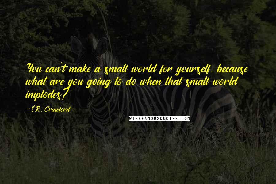 S.R. Crawford Quotes: You can't make a small world for yourself, because what are you going to do when that small world implodes?