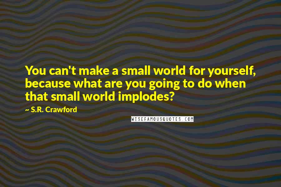 S.R. Crawford Quotes: You can't make a small world for yourself, because what are you going to do when that small world implodes?