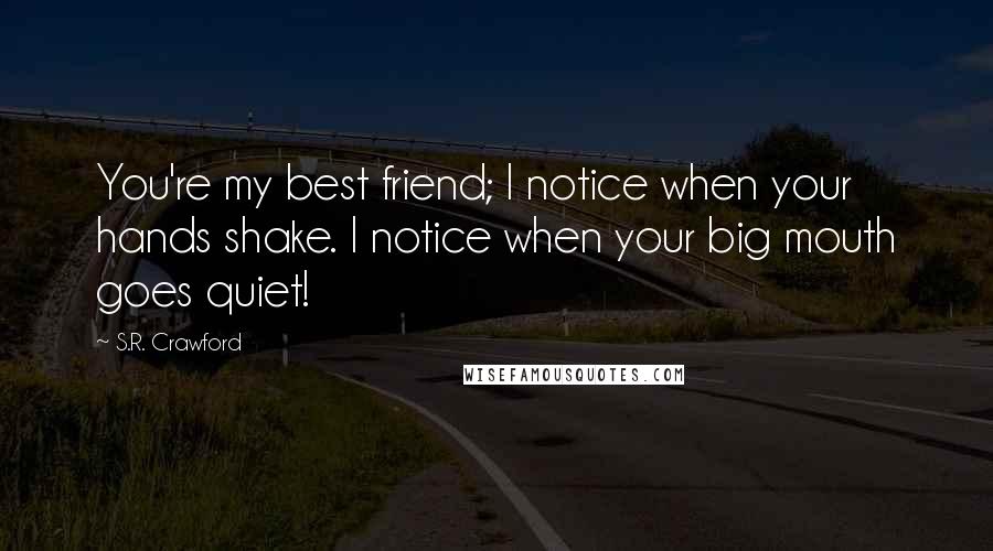 S.R. Crawford Quotes: You're my best friend; I notice when your hands shake. I notice when your big mouth goes quiet!