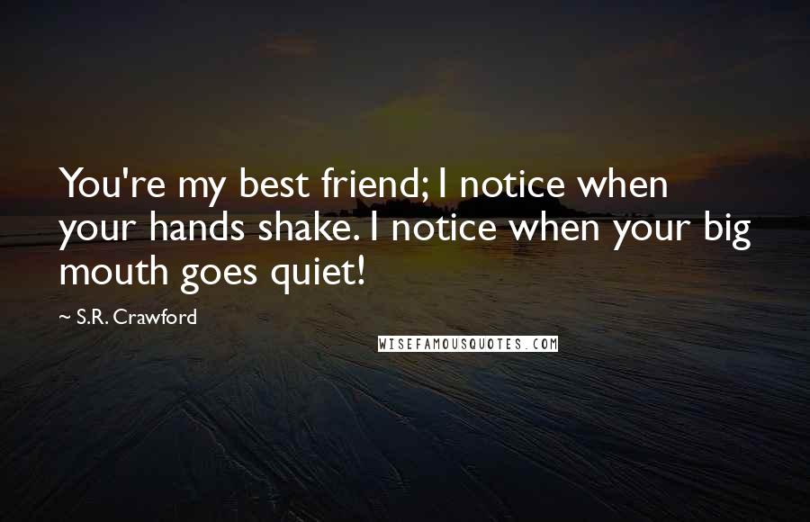 S.R. Crawford Quotes: You're my best friend; I notice when your hands shake. I notice when your big mouth goes quiet!