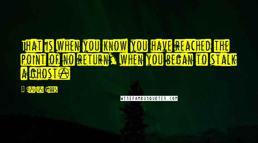 S.R. Gibbs Quotes: That is when you know you have reached the point of no return, when you began to stalk a ghost.