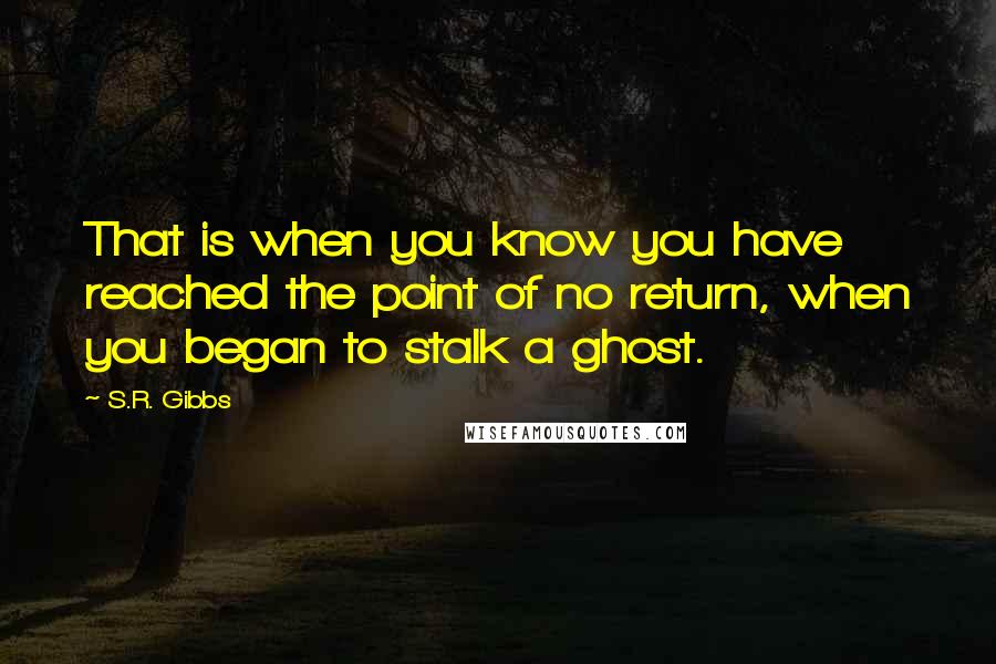 S.R. Gibbs Quotes: That is when you know you have reached the point of no return, when you began to stalk a ghost.