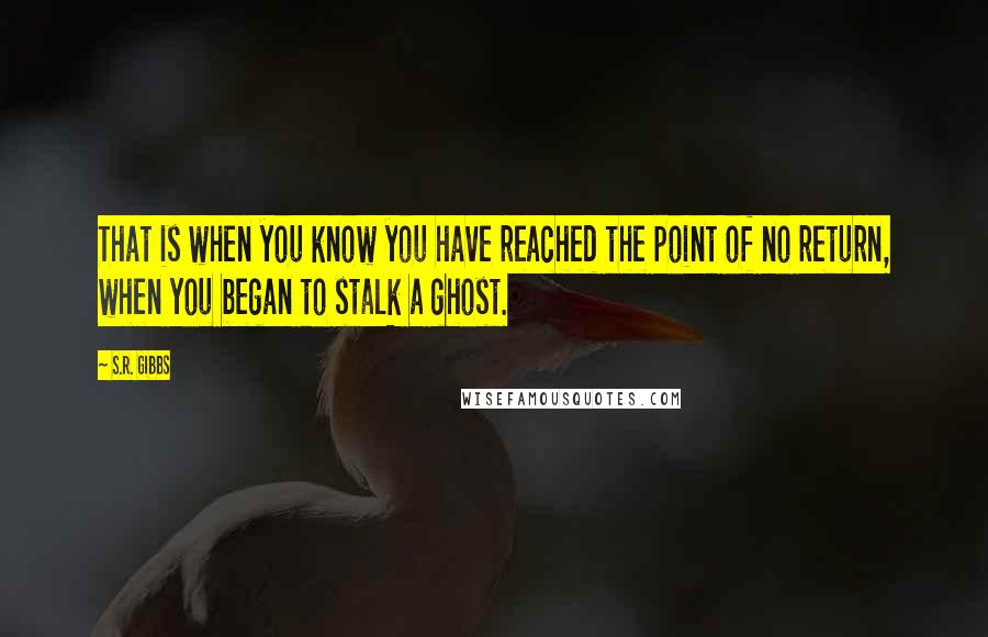 S.R. Gibbs Quotes: That is when you know you have reached the point of no return, when you began to stalk a ghost.