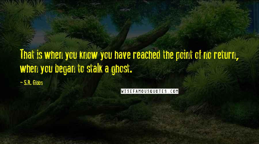 S.R. Gibbs Quotes: That is when you know you have reached the point of no return, when you began to stalk a ghost.
