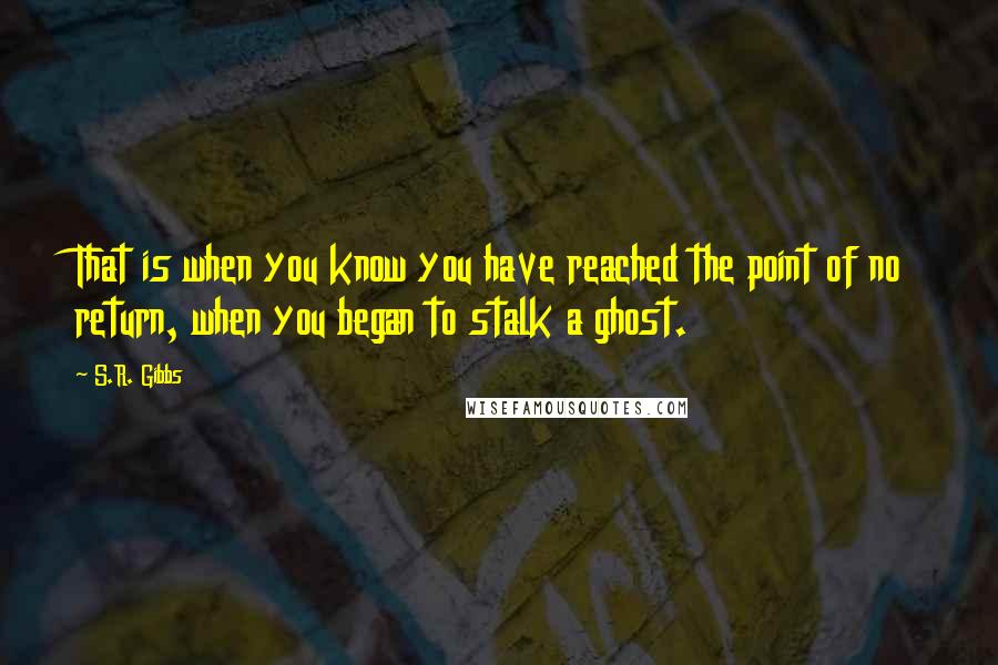 S.R. Gibbs Quotes: That is when you know you have reached the point of no return, when you began to stalk a ghost.