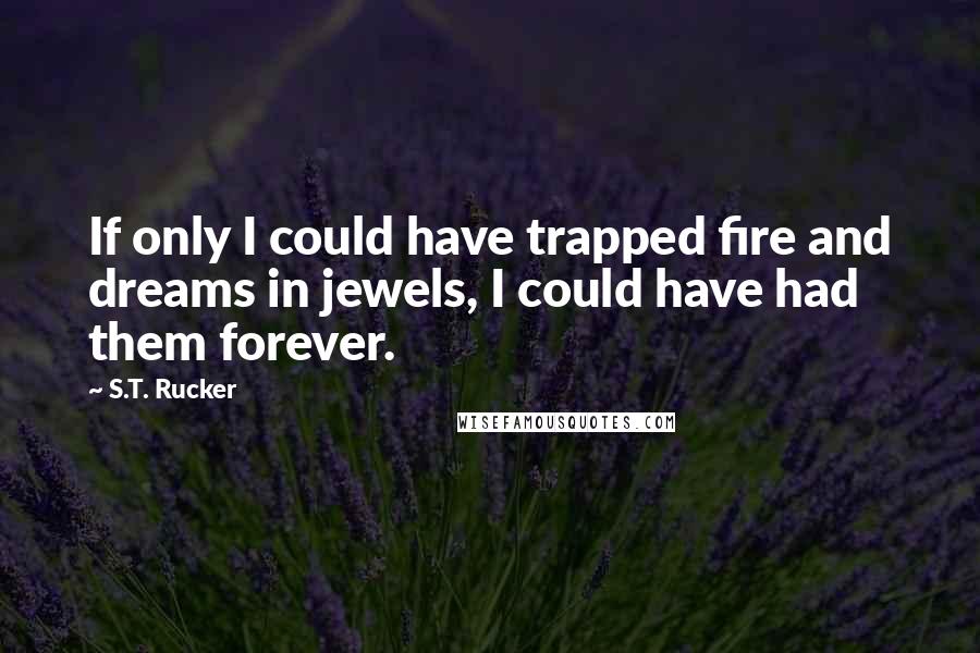 S.T. Rucker Quotes: If only I could have trapped fire and dreams in jewels, I could have had them forever.